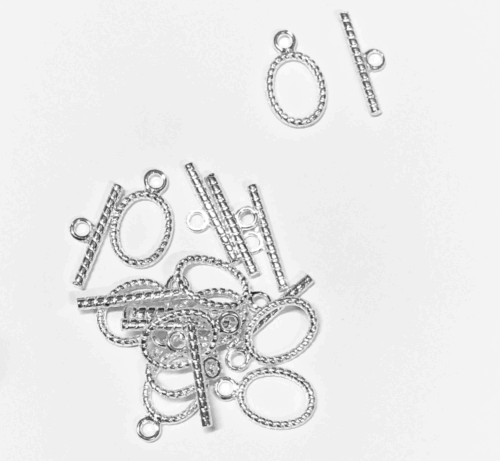 100 sets Silver Plated oval Toggle Clasps, bulk twisted toggle clasp - Picture 3 of 4