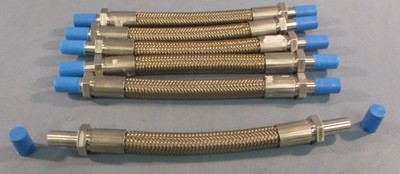 Flexible Braided Metal Hose Assy 9-1/2'' L 3/8'' Conn. ID 3/8'' Hose OD (Lot of 6)