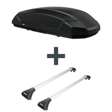 Dachbox Thule Pulse 2 M + Dachträger Menabo Ariete für VW Polo Fliessheck Typ 9N