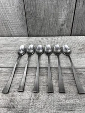 ROGERS Stainless Korea Flatware SRB33 Kristen Square Pattern 6 Iced Teaspoons