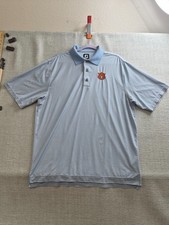 FootJoy Polo Shirt Mens L Blue Striped Auburn Tigers Football Team NCAA Athletic