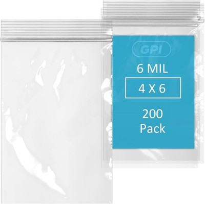 Heavy Duty Plastic Zip Bags 4x6 Inches Puncture Resistant Reclosable Lock Seal