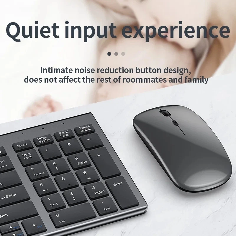 Slim Rechargeable Bluetooth Keyboard and Mouse Set for Laptop Computer 2.4G USB - Image 2 of 4