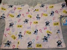 Scrub Top - Nursing Shirt H.Q. Brand V Neck Size 4XL Monopoly Game Themed