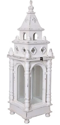 PALAZZO INT Linterna XXL madera blanca linterna de suelo luz de viento casa de campo Shabby Chic H82 cm candelabro