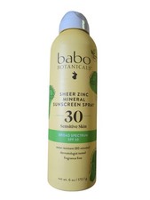  NEW Babo Botanicals Sheer Zinc Continuous Sunscreen Spray SPF30 6oz 12/2028