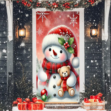 Christmas Snowman Door Cover Decoration Banner 71 x 35 Inch