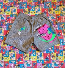VTG 90's Gecko Hawaii Shorts Mens Medium Neon Graphic Surf Beach Summer