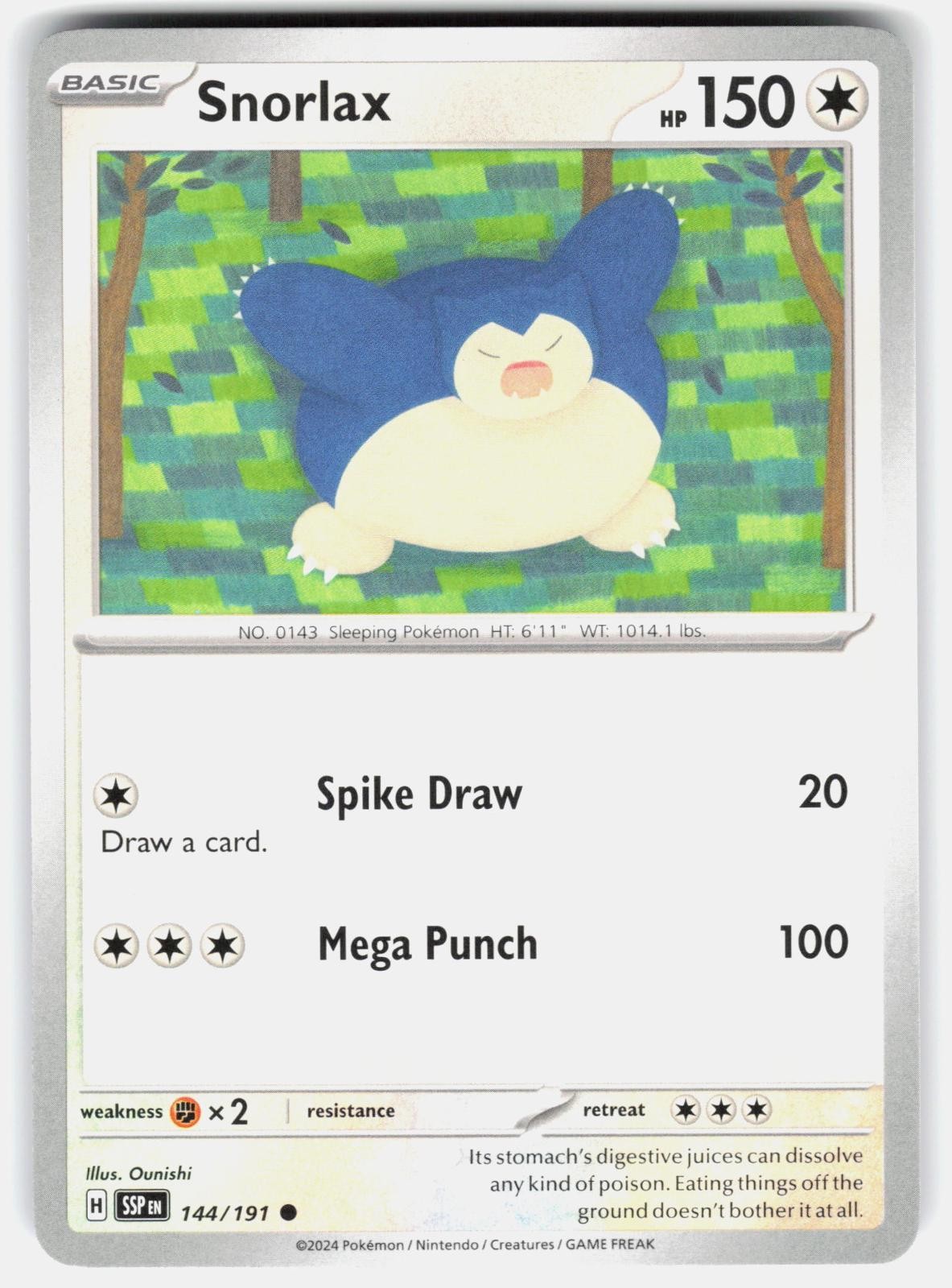 SNORLAX 144/191 COMMON SURGING SPARKS POKEMON LP