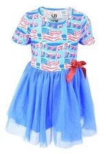 Girls Short Sleeve Tulle Tutu Dresses for Kid and Toddler Girl 2T Wavy Flag