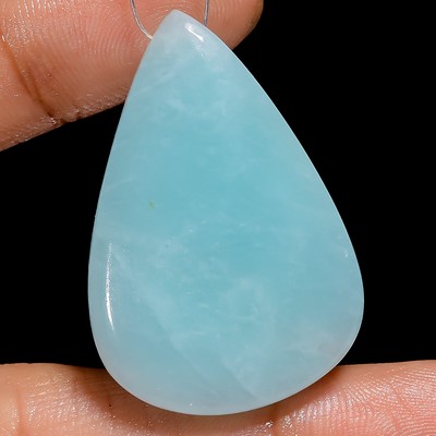 100% Natural Amazonite Pear Cabochon Drilled Gemstone 53 Ct. 37X25X6 mm A-34257