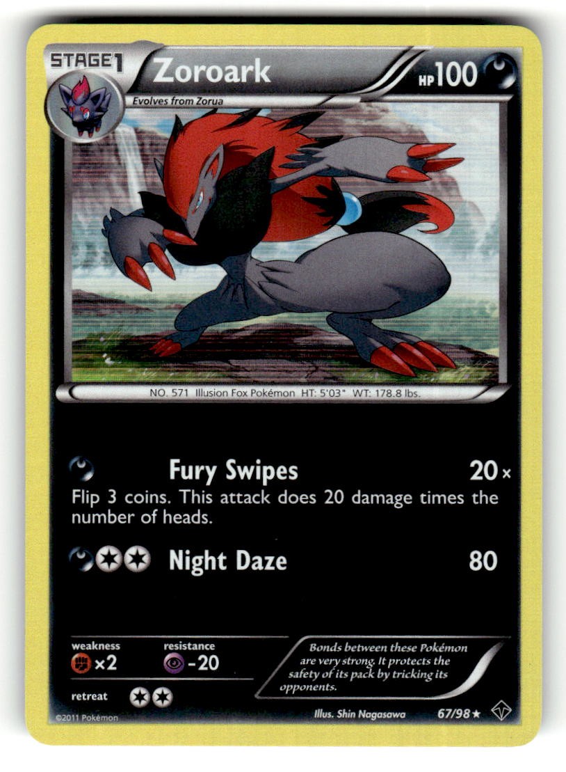 Zoroark 67/98 Rare Emerging Powers Holo Pokemon Lightly Played