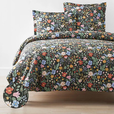 Rifle Paper Co Strawberry Fields Cotton Percale Duvet Cover Black Mul Full/Queen