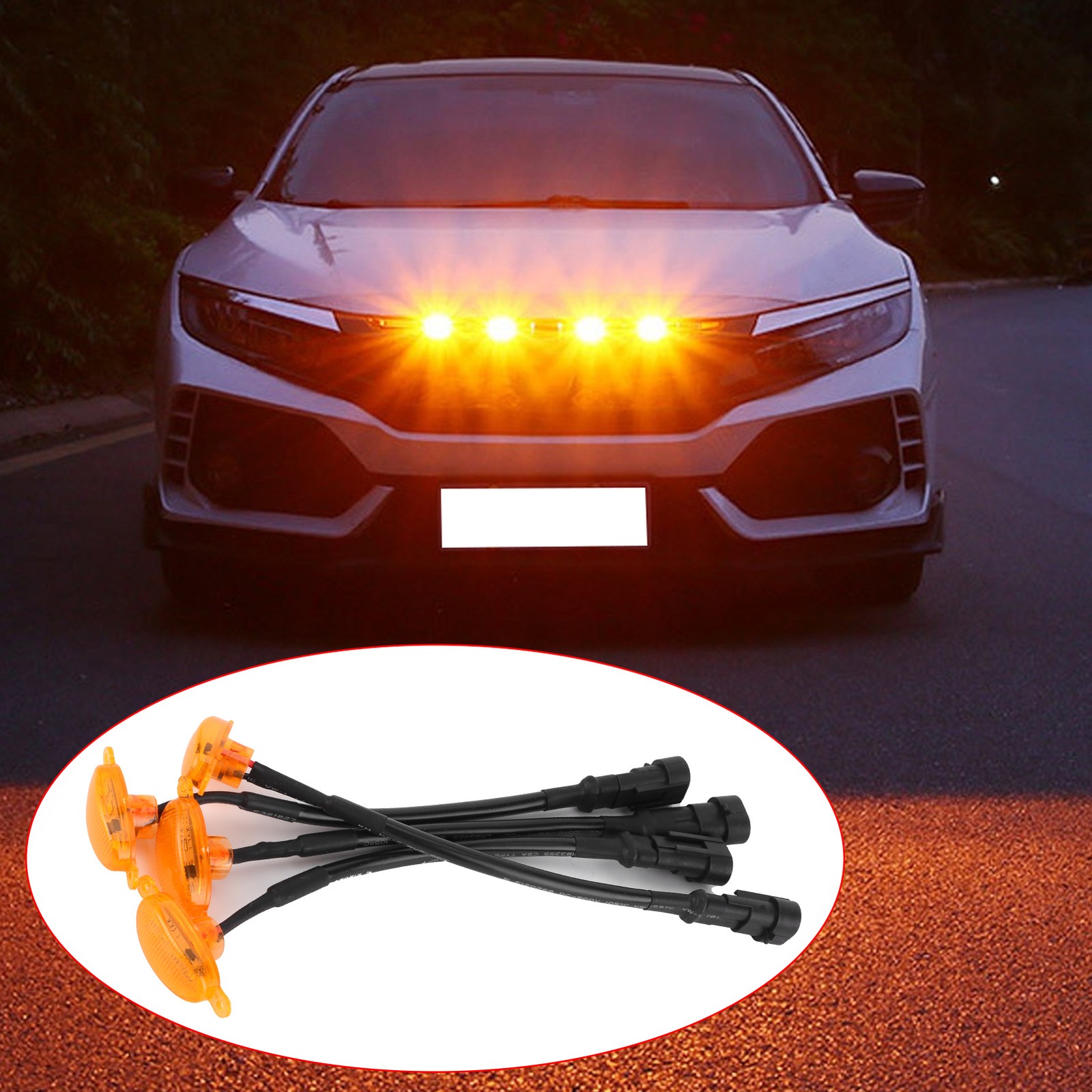 ❄ Auto Grille Amber Lights IP68 1000LM For Daytime Running Light / Fog Lamp
