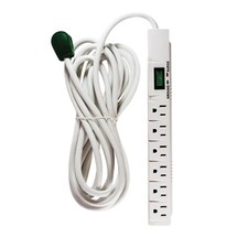 6 Outlet Surge Protecto 1200 Joules White 15 ft Heavy-Duty Cord GG-16315-15 