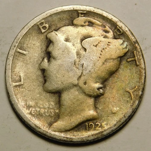 1925 D Mercury Dime 90% Silver G-VG  "Actual Coin Pictured - Not Cleaned"