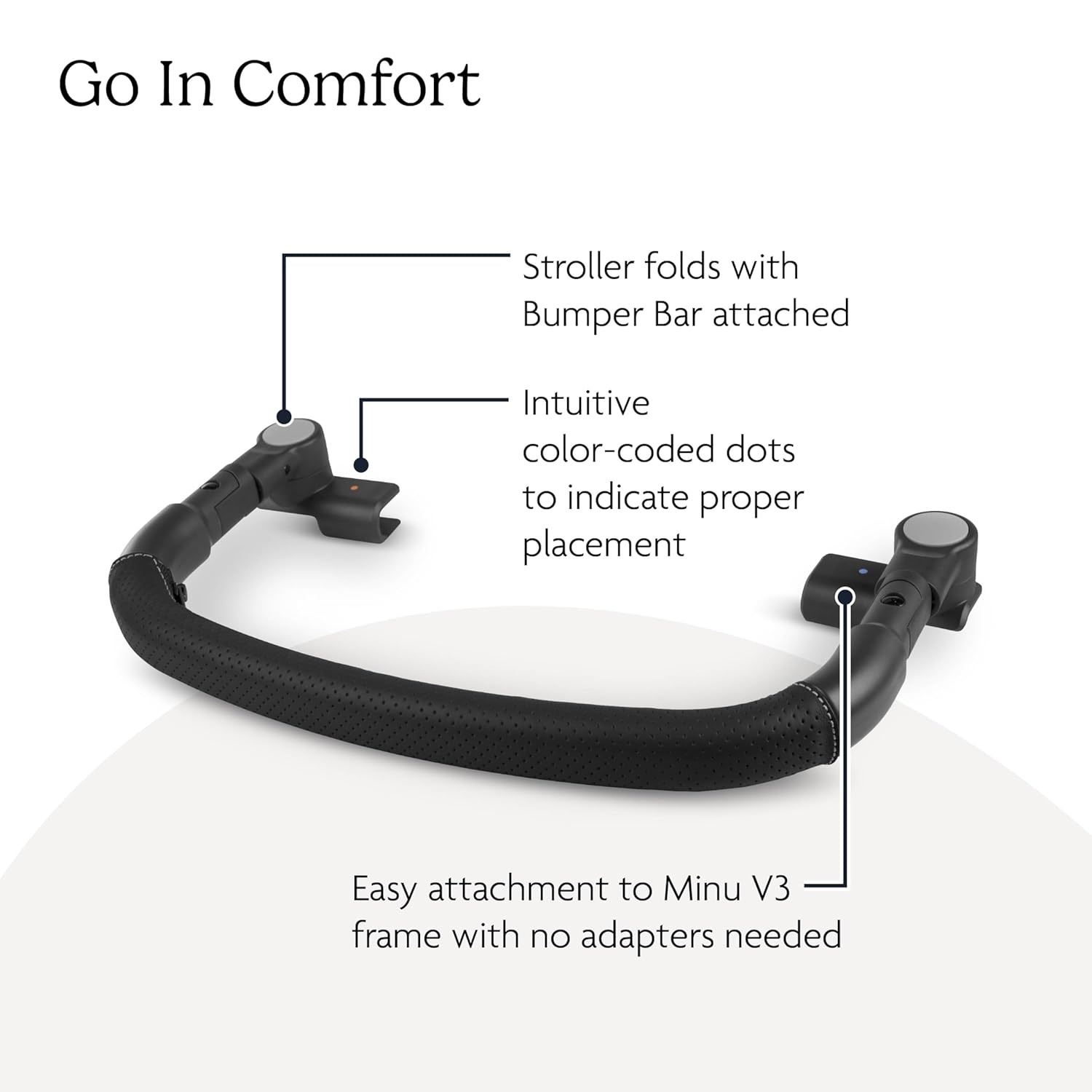 Bumper Bar for Minu V3 Stroller - Quick Attachment - Folds with Stroller - Black