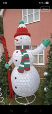 9ft LED Twinkle Collapsible Snowman & Skis Outdoor Xmas Decoration Lights Diplay