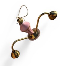 Vintage Italian Pink Porcelain Roses Gilded Chandelier Light