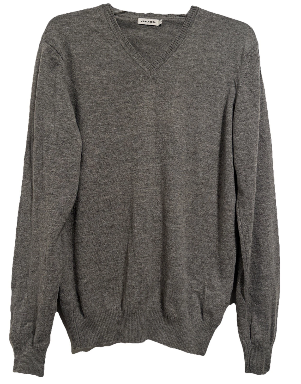 J Lindemberg Men Wool Cashmere V Neck Knit Gray Sweater Made In Italy Large