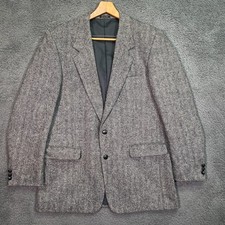 Vintage Members Only Mens Shetland Wool Tweed Herringbone Blazer 42L Preppy 80's