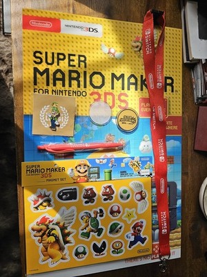 Nintendo 3DS Super Mario Maker Lenticular 17x11'' poster Bundle. Rare Promo.