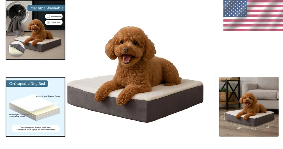 Cama ortopédica de lujo para perros 20x15 para mascotas pequeñas - espuma viscoelástica de doble capa cómoda Foto 2 de 4