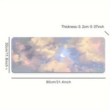 40 90cm Non-Slip Rubber Cloud Sky Design Mouse Pad Rectangular Desk Mat with St