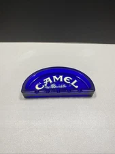 Camel Cigarettes Half Moon Shaped Vintage Cobalt Blue Glass Ashtray Vintage
