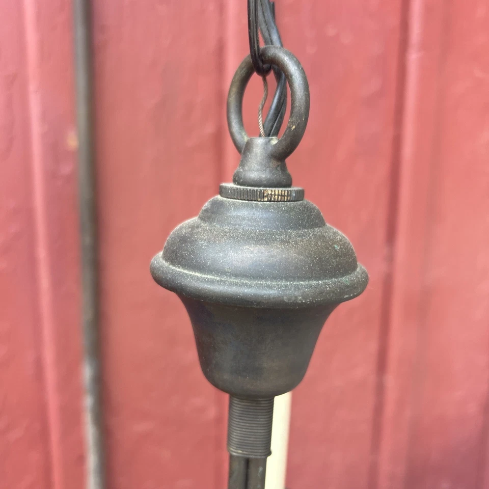 3-Arm Hanging Metal Chandelier Bronze/brown Rustic Country Colonial Chandelier - Image 4 of 4