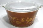 Vintage Pyrex Glass Casserole Dish or Bowl with Lid 473 Early American 1 Quart