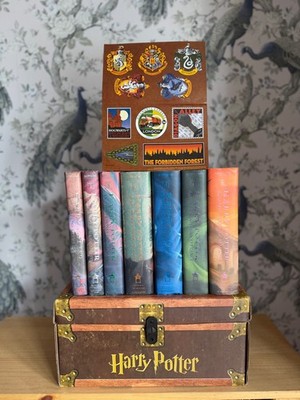 Harry Potter Complete 7 Book Set, First American Editions with Trunk & Stickers