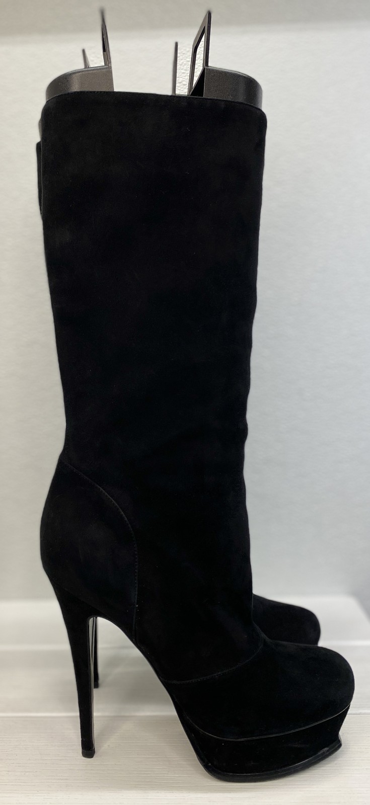 Saint Laurent Tribute 105 Platform Boot Women US8.5 EU38.5 Black Suede *PREOWNED