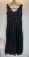 NEW Adrianna Papell Black chiffon beaded sleeveless formal floor Dress 14W