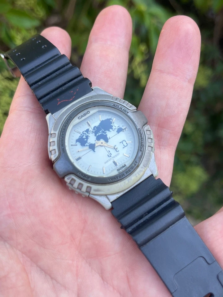 Vintage Casio Twincept Abx-22 1349 Data Bank World Time Ana-digi Watch working - Image 3 of 4
