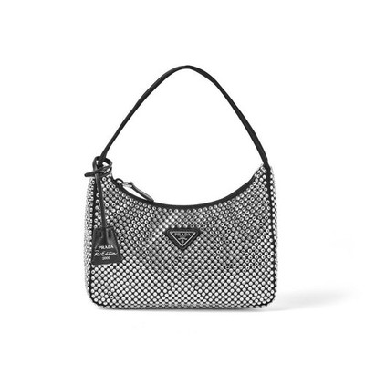 Prada Tasche Hobo Mini Logo Dreieck Satin Kristall 1BC515 2AWL F0T7O 144698549