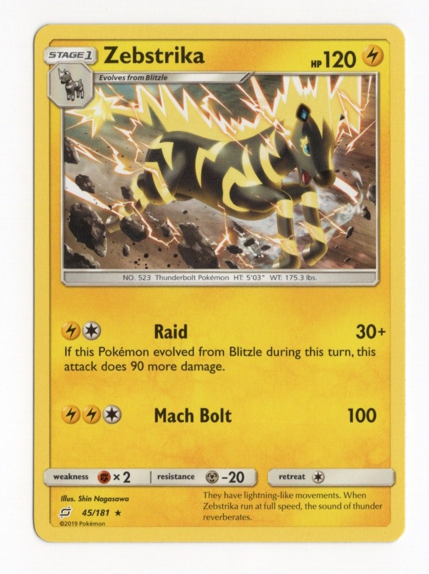 Pokemon Zebstrika 45/181 Team Up Sun & Moon English NM
