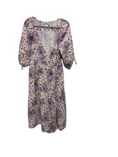 ASOS Womens Size 8 Floral Wrap Maxi Dress Purple Balloon Sleeves Cottagecore