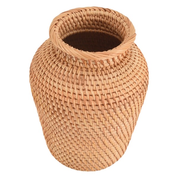 1X(Rattan Gewebte Vase Kunst Vase Mode Tisch Dekoration Pflanzen Blumen Top7004-image