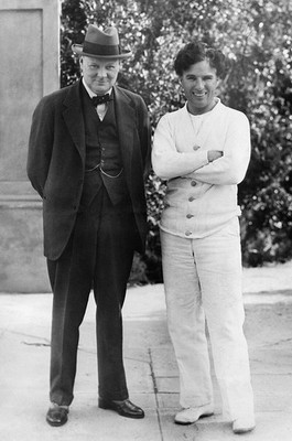 WINSTON CHURCHILL with CHARLIE CHAPLIN - 1929 Image - 5 x 7 inch Photo Print