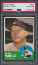 1963 TOPPS BASEBALL #200 MICKEY MANTLE PSA 8 NM-MT HOF YANKEES HIGH END
