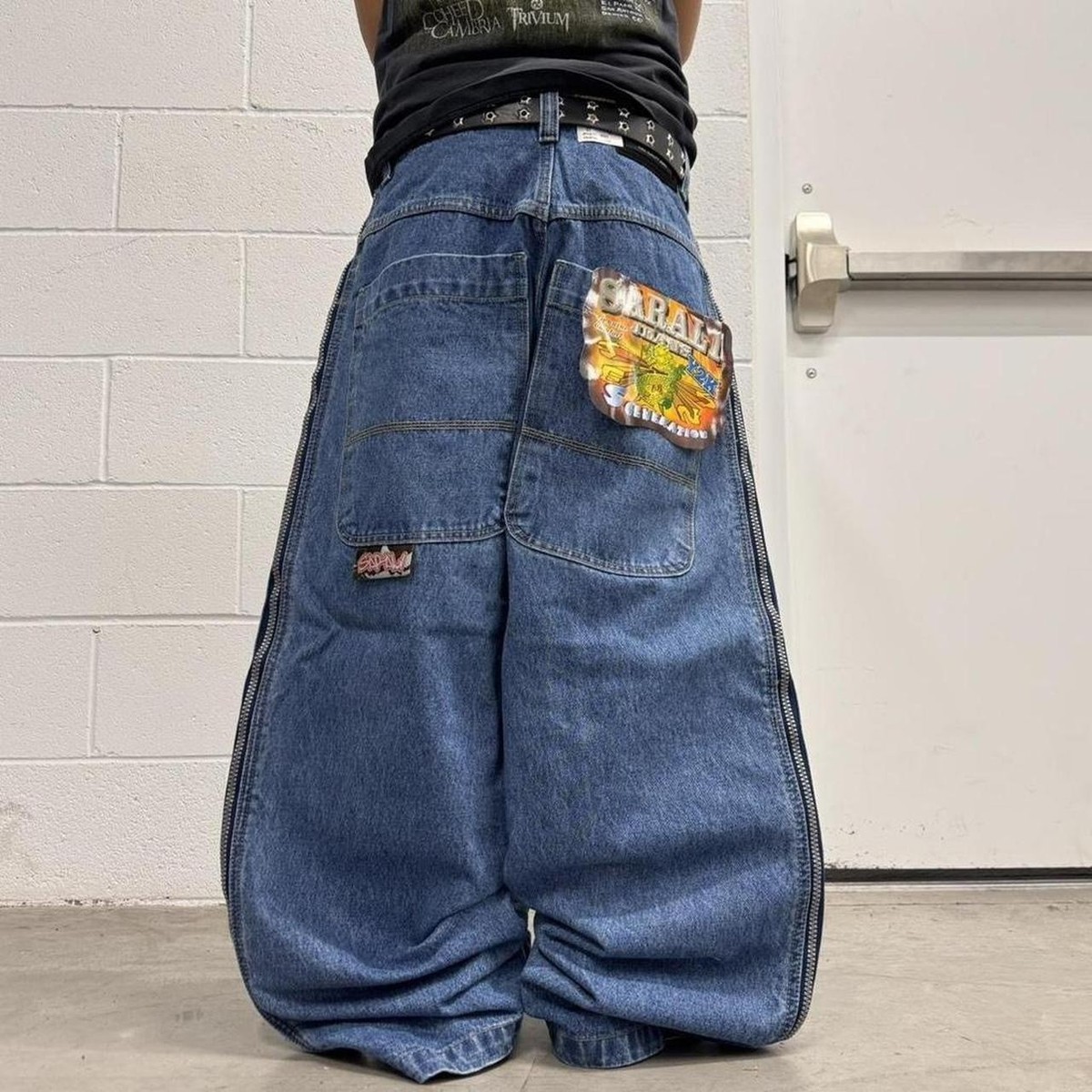 Vintage Y2K SARALI Wide Leg Baggy JNCO Style Embroidered Skate