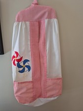 NO JO Vintage 1990s Diaper Hanging Caddy Pinwheels White Red Stripes Pockets O/S