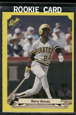 Barry Bonds 1986 Classic Yellow Rookie Card RC #113 Pirates. rookie card picture