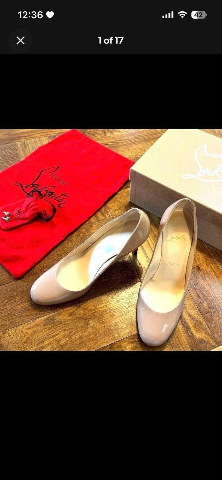 Christian Louboutin Beige Nude Patent Leather Pumps 35 - With Box