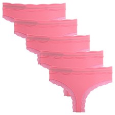5 Stretchy Pink Wicking Soft Microfibre Thongs. Multi Pack String Knickers Sale