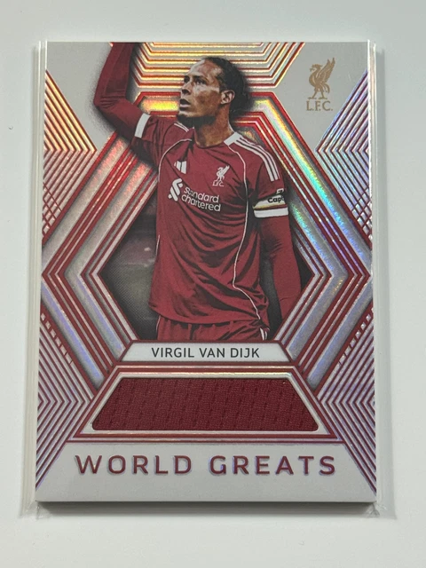2025-26 Futera Platinum Liverpool World Greats Relic Red #1 Virgil Van Dijk 1/15