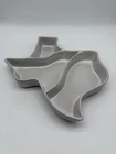 Frankoma Pottery Texas Shaped Appetizer Charcuterie Pottery Bowl White 12”x12”