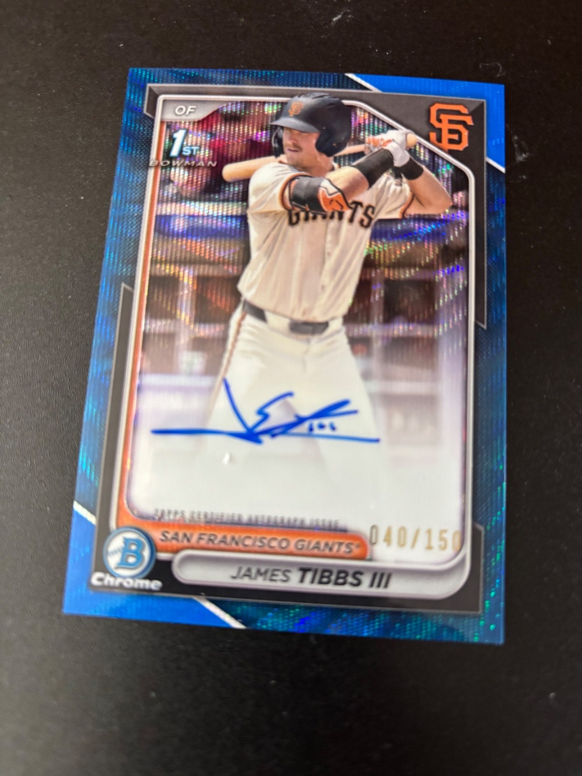2024 Bowman Draft James Tibbs III Chrome Auto Blue Wave Refractor 1st #/150