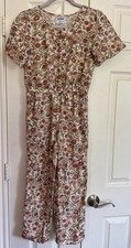 Old Navy Jumpsuit Girls Kids Ivory Floral Pattern Short Sleeve XL 14-16 Cottage
